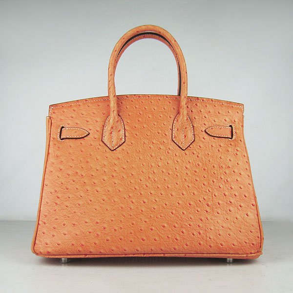 Replica Hermes Birkin 30CM Ostrich Veins Handbag Orange 6088 On Sale - Click Image to Close